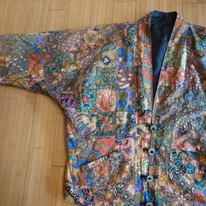 Bali Batik hi fashion boutique colorful jacket with coin buttons large